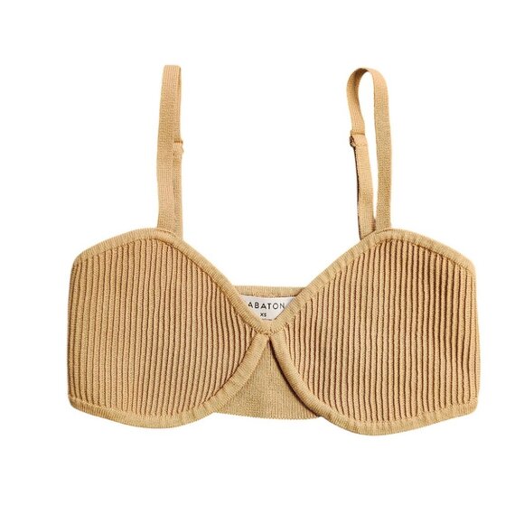 Babaton Tops - Aritzia Babaton Sculpt Knit Bra Top, Camel, Ribbed, Thick, Size XS